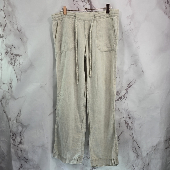 Allen Allen Pants Womens Small X 30 Cream Beige Linen Wide Leg Lakenlook - Picture 1 of 10